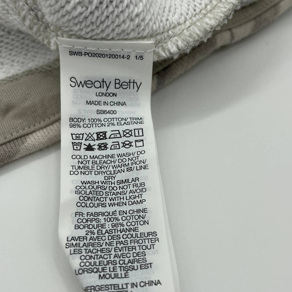 SWEATY BETTY Essentials Hoodie Womens Size M Tan Zebra Boxy Cropped Terry Lined - Picture 4 of 7
